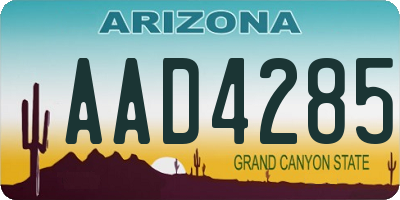 AZ license plate AAD4285