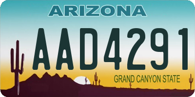AZ license plate AAD4291