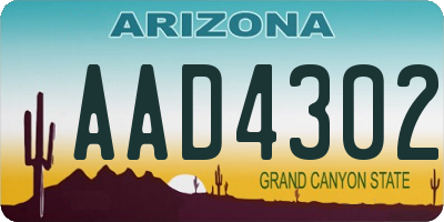 AZ license plate AAD4302