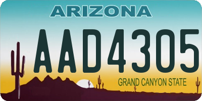 AZ license plate AAD4305