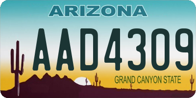 AZ license plate AAD4309