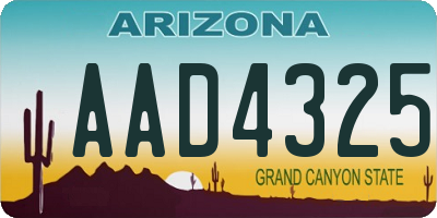 AZ license plate AAD4325