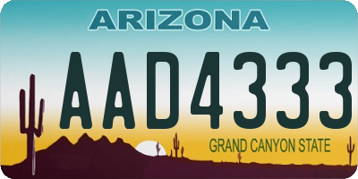 AZ license plate AAD4333