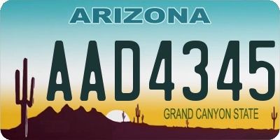 AZ license plate AAD4345