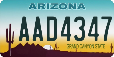 AZ license plate AAD4347