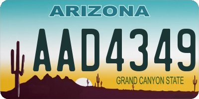 AZ license plate AAD4349