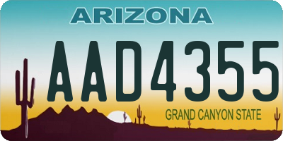 AZ license plate AAD4355