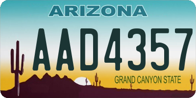 AZ license plate AAD4357