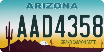 AZ license plate AAD4358