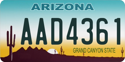 AZ license plate AAD4361