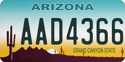 AZ license plate AAD4366
