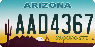 AZ license plate AAD4367