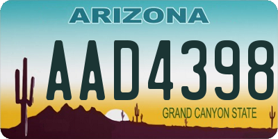 AZ license plate AAD4398