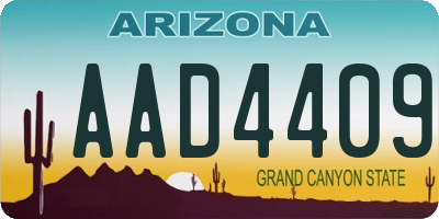 AZ license plate AAD4409