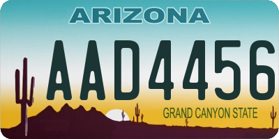 AZ license plate AAD4456