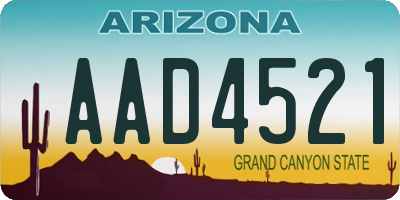 AZ license plate AAD4521