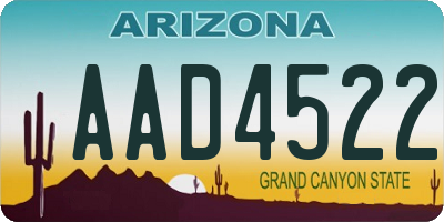 AZ license plate AAD4522