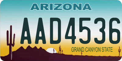 AZ license plate AAD4536