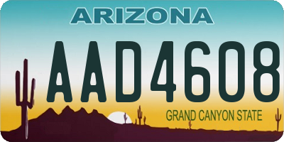 AZ license plate AAD4608