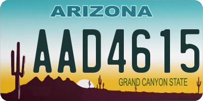 AZ license plate AAD4615