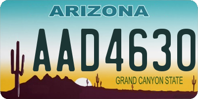 AZ license plate AAD4630