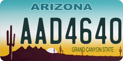 AZ license plate AAD4640