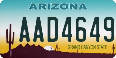 AZ license plate AAD4649
