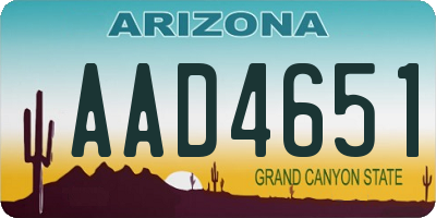 AZ license plate AAD4651