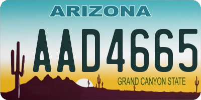 AZ license plate AAD4665