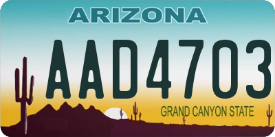 AZ license plate AAD4703