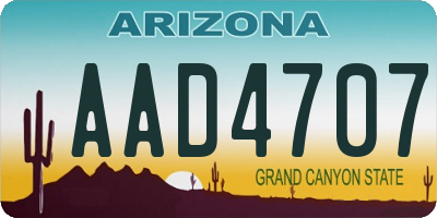 AZ license plate AAD4707