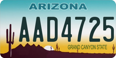 AZ license plate AAD4725