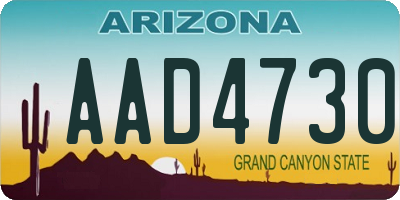 AZ license plate AAD4730