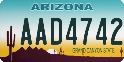 AZ license plate AAD4742