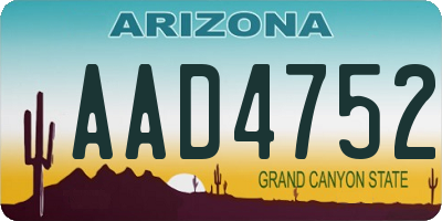 AZ license plate AAD4752