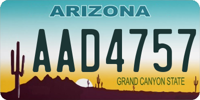 AZ license plate AAD4757