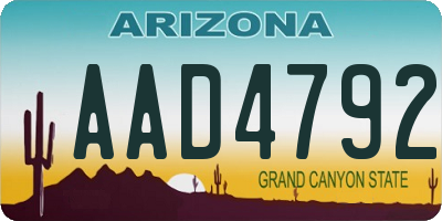 AZ license plate AAD4792