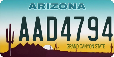 AZ license plate AAD4794