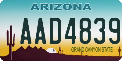 AZ license plate AAD4839