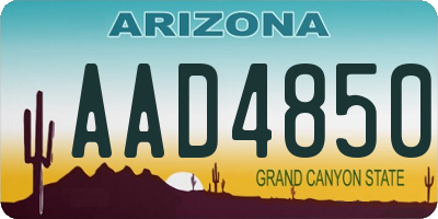 AZ license plate AAD4850