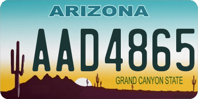 AZ license plate AAD4865