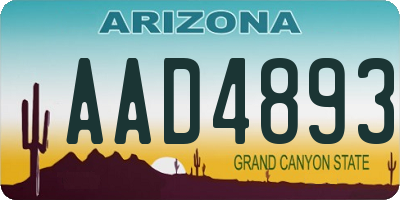 AZ license plate AAD4893