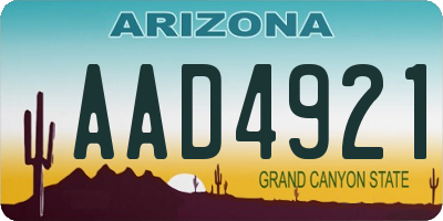 AZ license plate AAD4921