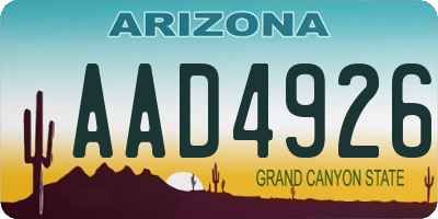 AZ license plate AAD4926