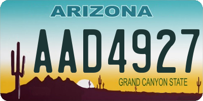 AZ license plate AAD4927