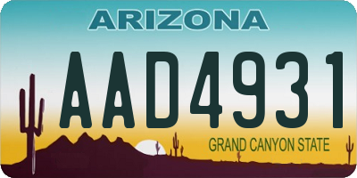 AZ license plate AAD4931