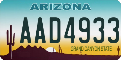 AZ license plate AAD4933