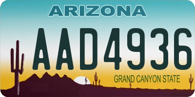 AZ license plate AAD4936