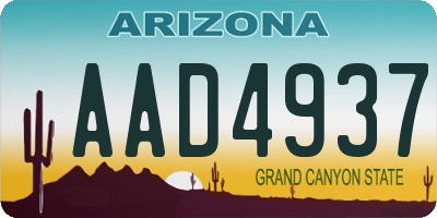 AZ license plate AAD4937