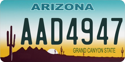 AZ license plate AAD4947